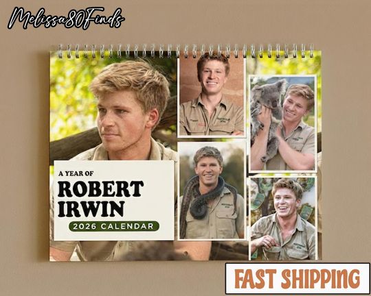 Discover Robert Irwin 2026 Wall Calendar and Planner, Celebrity Crush Fan Gift for Her, Animal Lover Gift, Funny Holiday Calendar Merch