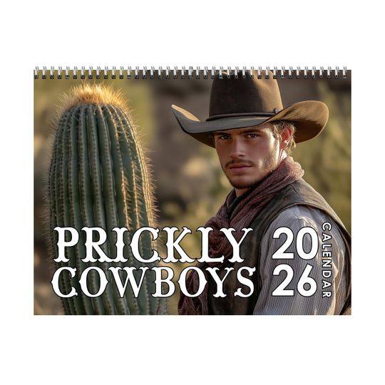 Discover Funny calendar 2026 | Cowboys and Cactus| White elephant gifts for adults | Weird calendars | Calendar humor | Funny Wall Art