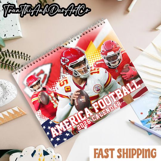 Discover Football 2026 Wall Calendar, American Football Canlendar, Funny Planner, Pop Culture Monthly Art Gift, Colorful Fan Collectible,Fan Gift
