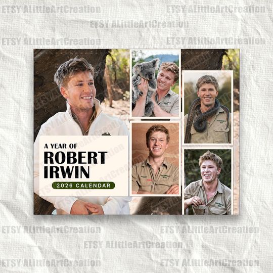 Discover Robert Irwin 2026 Wall Calendar and Planner, Celebrity Crush Fan Gift for Her, Animal Lover Gift, Funny Holiday Calendar Merch