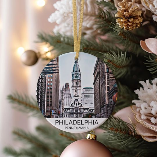 Philadelphia Travel Souvenir Ornament, Christmas Tree Decoration, Philadelphia Gift, Holiday Keepsake, Unique Christmas Ornament