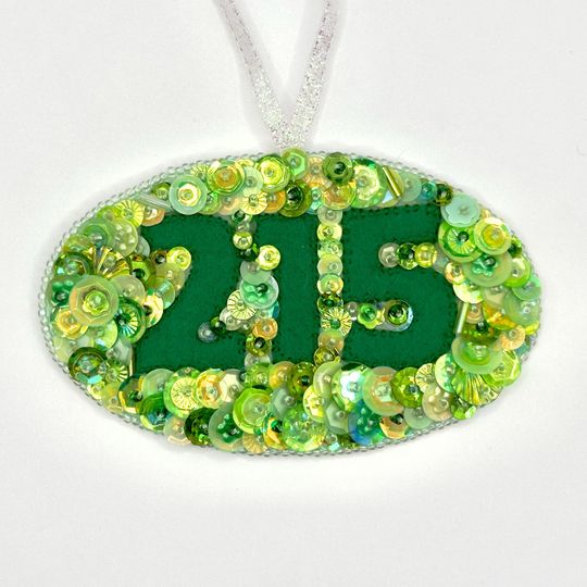 Sequin Philly 215 Area Code Felt Ornament: Handmade Philadelphia Souvenir and Christmas Decor