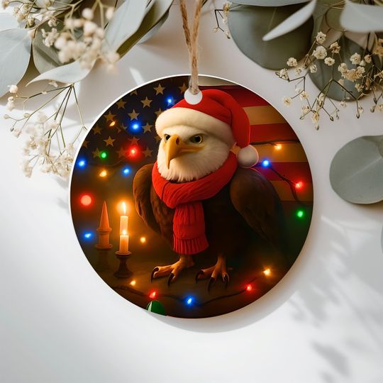 Discover MIlitary ornament gift, Veteran ornament gift, American Eagle Ornament, Patriotic Decor, , Festive Ornament, Veteran Christmas gift