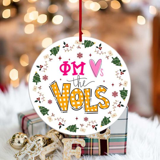 Personalized Phi Mu Loves Tennessee Football Ornament, Sorority Keepsake Ornament, Christmas Exchange Gift, Greek Life Gift