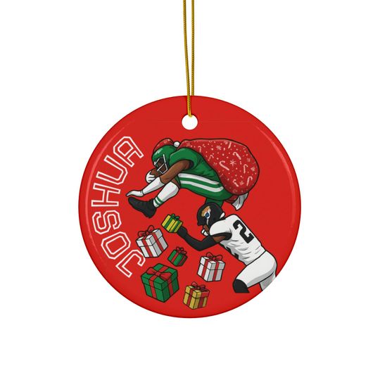 Discover Saquon Personalized Christmas Ornament, Custom Name Decor, Holiday Tree Decoration, Ornaments Sports Decor