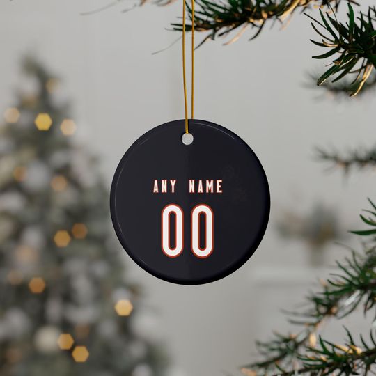 Discover Chicago Football Ceramic Ornament; Any Name, Any Number, Custom Football Fan Gift, Sports Decor, Free Shipping and Bulk Discounts