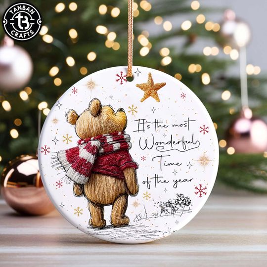 Discover Christmas It's the Most Wonderful Time of the Year Ornament Png, Merry Christmas Png, Bear & Friends Xmas, Teacher Thank You Ornament Gift