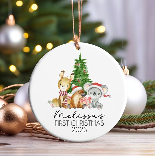 Discover Australian animals ceramic ornament, Personalised ornament, Christmas ornament, keepsake, First Christmas, Christmas gift, tree decoration