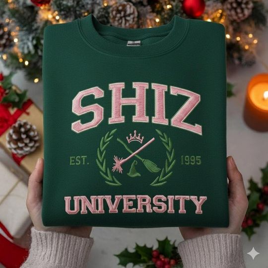 Discover Embroidered Shiz University Sweatshirt, Wicked Musical Embroidery Crewneck, Defy Gravity Wizard Sweater, Broadway Witch Embroidered Gift