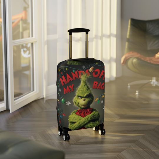 Discover funny character Luggage Cover - Holiday Travel Accessory, Christmas Gift, Fun Luggage Protector, Travel Essentials, Unique Travel Gear