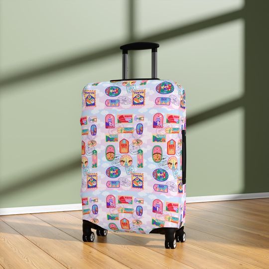 Discover Kawaii Luggage Cover, cute strech suitcase Protector, stylish Suitcase Wrap, Unique Travel Accessory, Gift for Traveler
