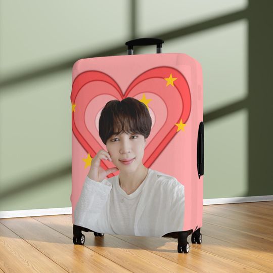 BTS Luggage Cover, Kpop Suitcase Protector, Jimin Merchandise, Travel Accessory, Fan Gift
