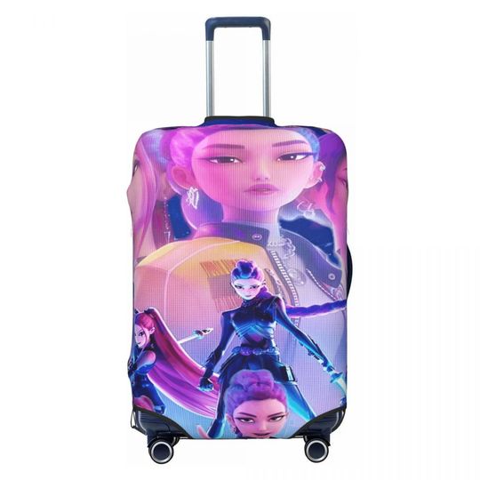 Discover KPop Demon Hunters Suitcase Cover 2025 Movie Flight Business Strectch Luggage Supplies Protection