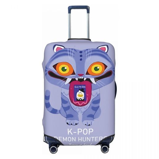 Discover KPop Demon Hunters Suitcase Cover tiger and bird Cruise Trip Protector Flight Useful Luggage Accesories