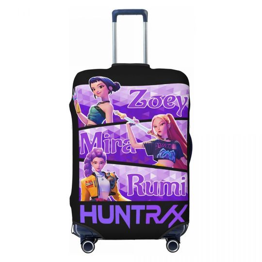 Discover Kpop Demon Hunters Huntrix Suitcase Cover Flight Cruise Trip Practical Luggage Accesories Protector