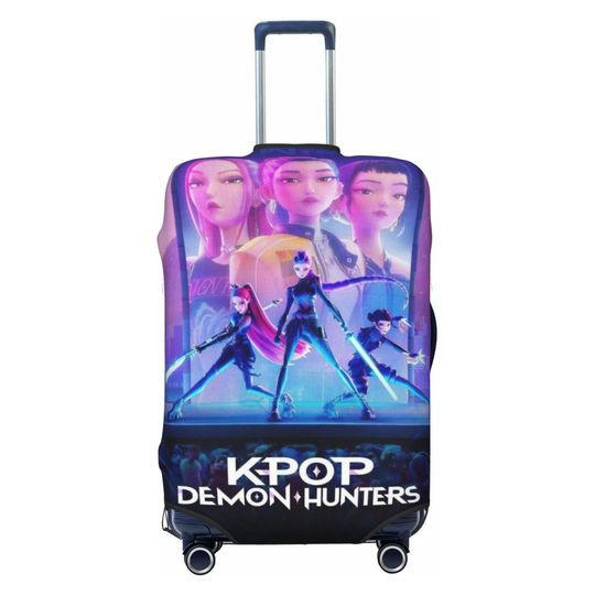 Discover Kpop Demon Hunters Huntrix Suitcase Cover Cruise Trip Protector Vacation Elastic Luggage Supplies