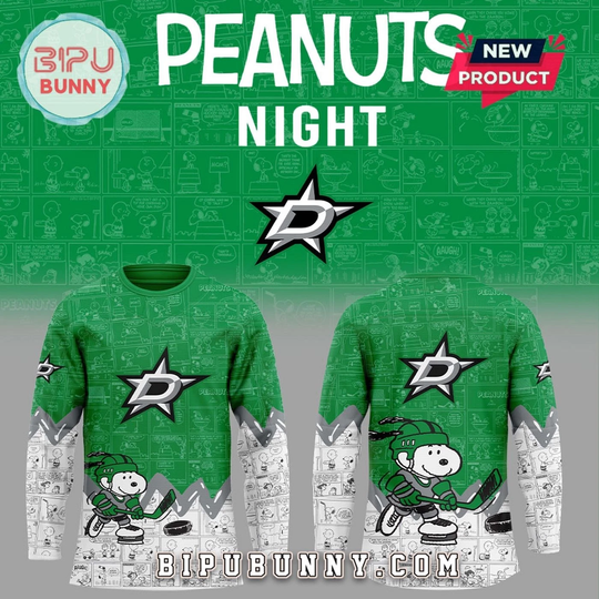 Dallas Stars Peanuts Night 2025 Green Men's Hockey Jersey