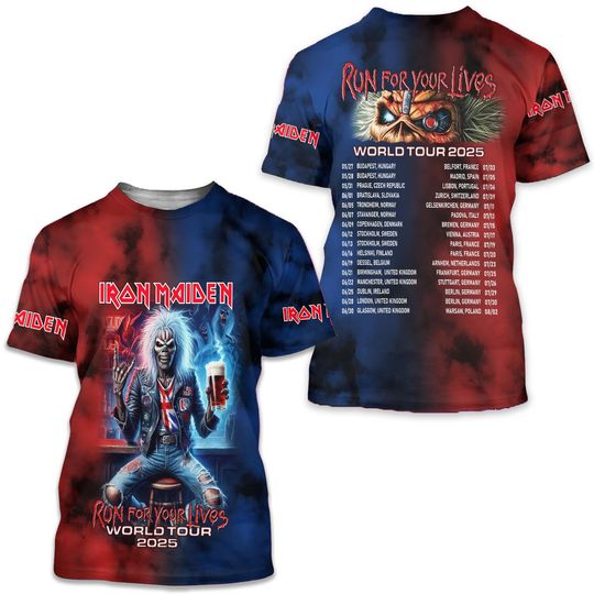 Iron Maiden Inspired Run For Your Lives World Tour 2025 – Licensed 3D T-Shirt