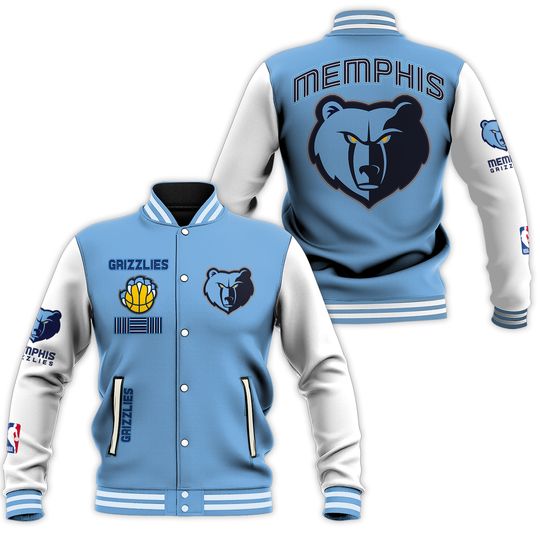 Memphis Grizzlies Sky Blue Body White Letterman Jacket Varsity Jacket
