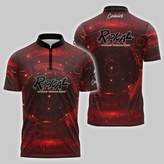 Radical Red Cyborg Quick Ship CoolWick Sash Zip Bowling Jersey