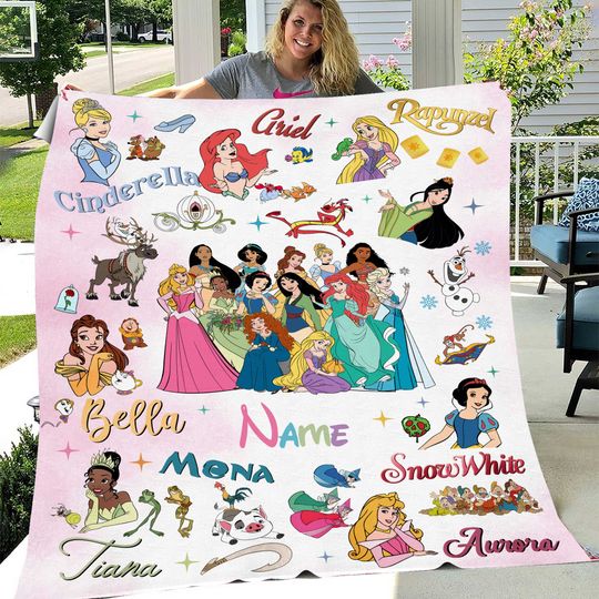 Personalized Disneyworld Princess Blanket, Disneyland Castle Princess Blanket