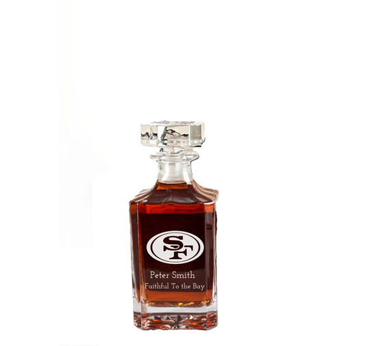 San Francisco 49ers Engraved Football Whiskey Decanter, Whiskey Lover Gift, Gift For Him, Football Fan