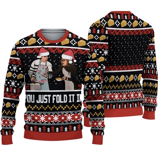 Funny Meme Christmas Ugly Sweater, You Just Fold It In Sweater, Schitts Creek Holiday Sweater, Funny Xmas Sweater, Xmas Gift