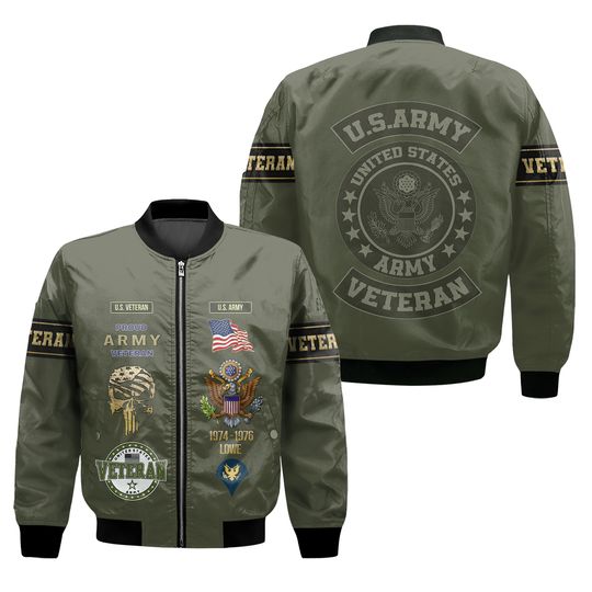 Customized U.S Veteran Proudly Served Bomber Jacket