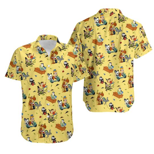 Moose And Squirrel The Adventures of Rocky and Bullwinkle Hawaiian Button Down Shirt