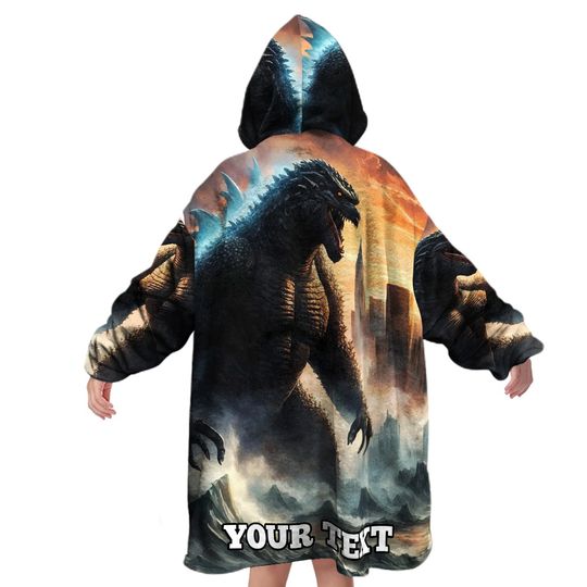 god zilla Kids Hoodie Blanket Personalized Text Gift