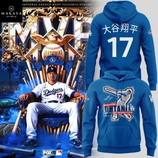 Discover LA Dodgers Shohei Ohtani 2025 National League MVP Royal Hoodie 3D