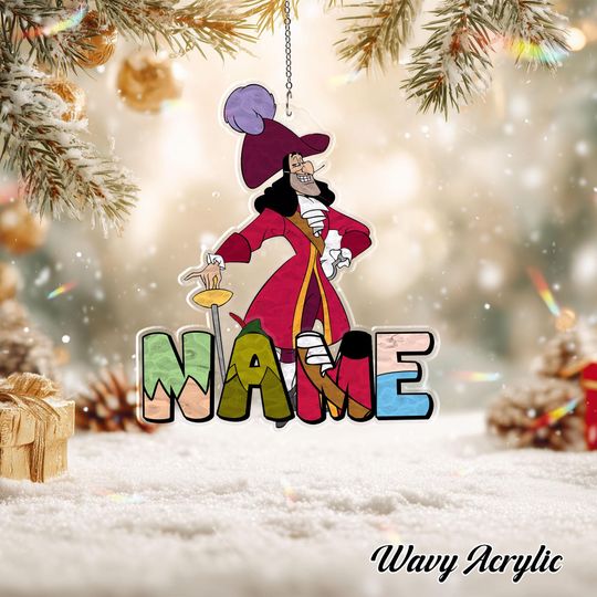 Discover Disney Peter Pan and Captain Hook Acrylic Christmas Ornament with Custom Name