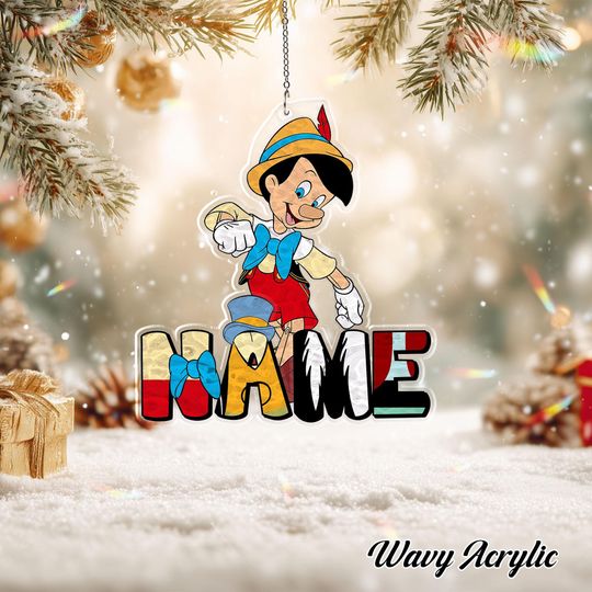 Discover Disney Pinocchio Acrylic Christmas Ornament with Custom Name