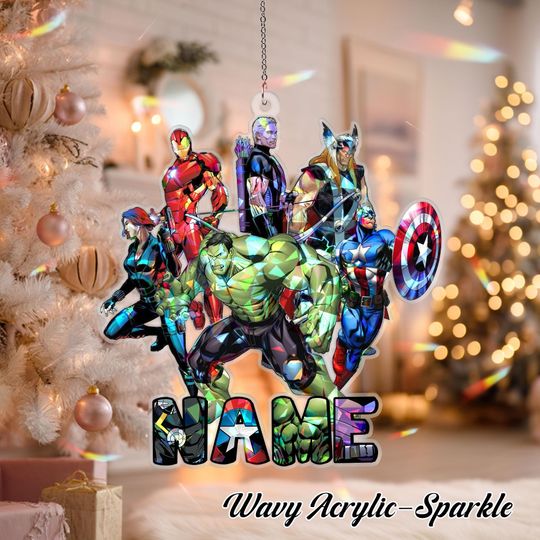 Discover Custom Name Disney Avengers Acrylic Ornament for Christmas Tree and Home Decor