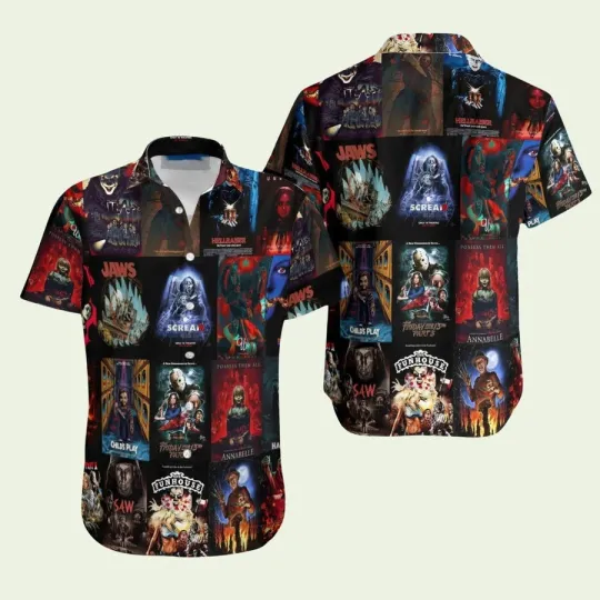 Horror Movie Button Down Hawaiian Shirt