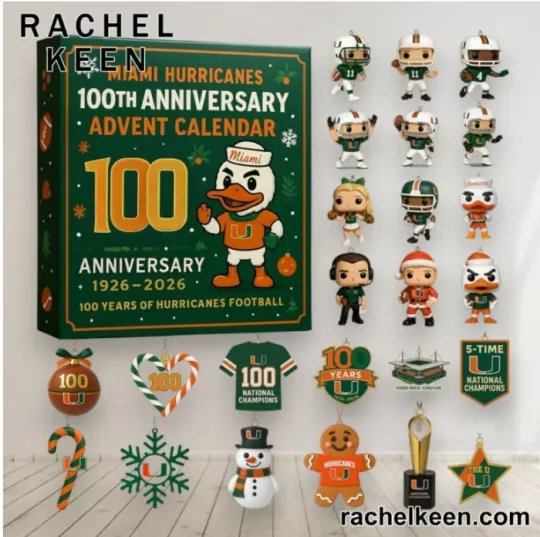 Discover Miami Football Inspired 100 Years Anniversary Advent Calendar 24-Day Xmas Gift
