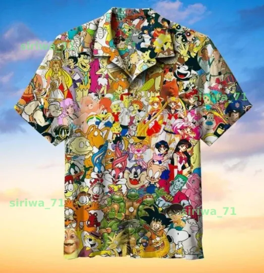 Discover 90s Cartoon Character Hawaiian Shirt, Graphic Cartoon Hawaiian Shirt, Size S-5XL