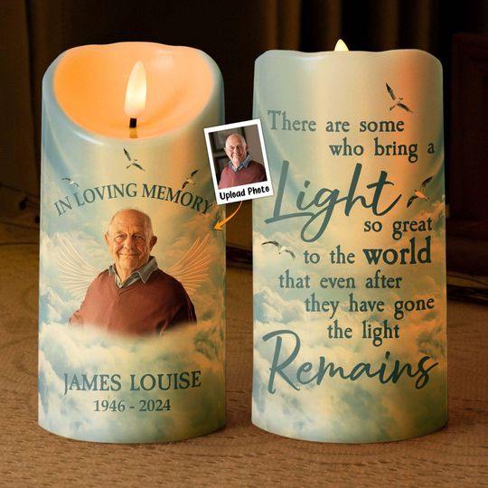 Discover Memorial Led Candle Light Remains Forever - Personalized Photo LED Candle, In Loving Memory