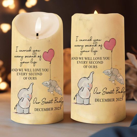 Personalized Baby Memorial LED Candle, Loss Of Infant Child Candle, Angel Baby Memorial Keepsake, Miscarriage Candle Gift, Sympathy Gift