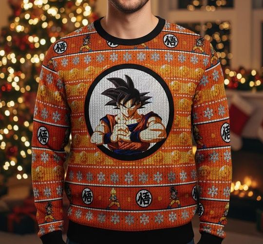Dragon Ugly Christmas Sweater, Goku Sweater , Anime Christmas Gift For Men Women, Xmas Holiday Gift