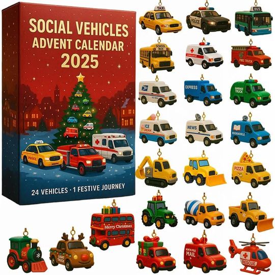 Discover Social Vehicles Advent Calendar 2025, Social Vehicles Advent Calendar, Christmas Advent Calendar, Christmas Countdown Gift.