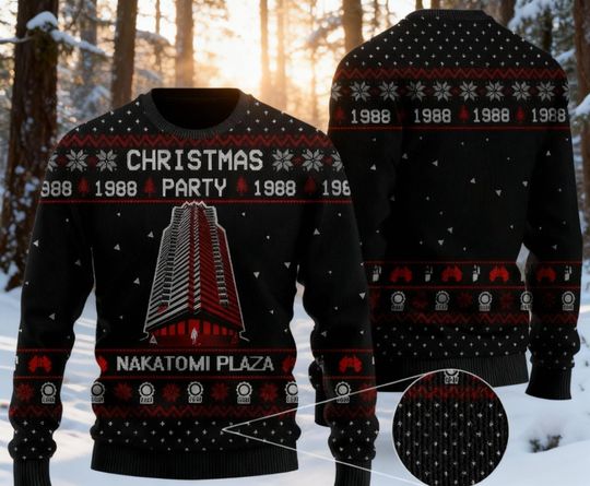 Discover Nakatomi Skyscraper Ugly Christmas Sweater, 1988 Christmas Party Jumper, Action Movie Fan Gift, High Rise Hostage Holiday Top