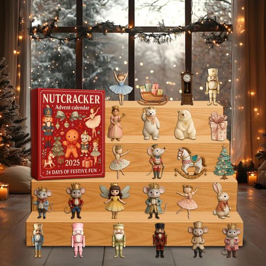Nutcracker Advent Calendar 2025, 24 Days of Festive Fun, Kids Christmas Countdown Box with Gingerbread, Ballerina, Mouse King, Toys & Treats