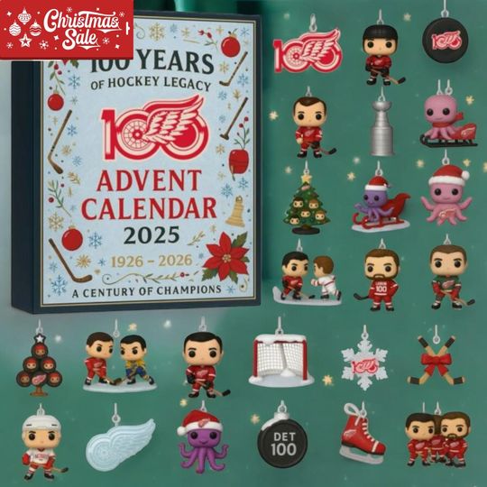 Discover Detroit Red Wings 100 Years of Hockey Advent Calendar 2025  24 Days of Collectibles, Christmas Gift for Hockey Fans