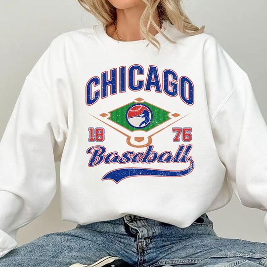 Discover Chicago Baseball Vintage Sweatshirt, Unisex Pullover, Warm Streetwear, Sportswear Pullover