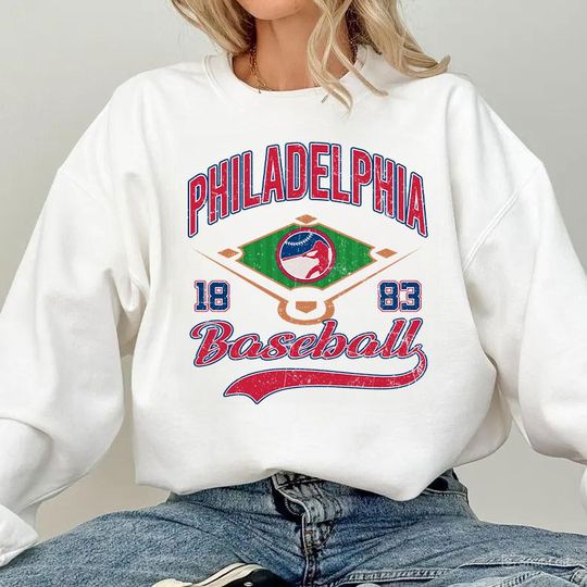 Discover Philadelphia Baseball Sweatshirt Vintage Unisex Pullover Warm Streetwear