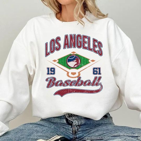 Discover Los Angeles Baseball Sweatshirt, Vintage Unisex Pullover, Warm Streetwear Gifts, Vintage Pullover, Vintage Sportswear Sweatshirt