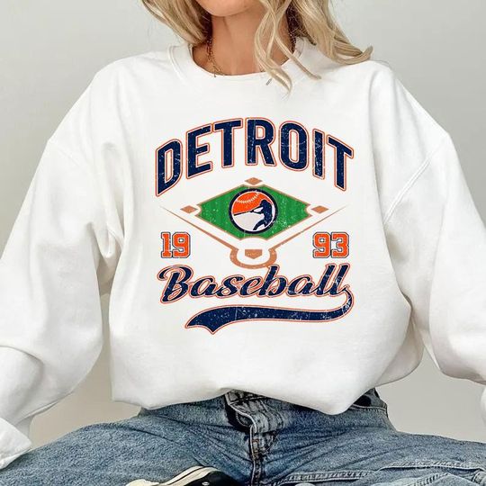 Discover Detroit Baseball Sweatshirt, Vintage Unisex Pullover, Warm Streetwear Gifts, Vintage Pullover, Vintage Sportswear Sweatshirt