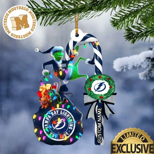 Discover Personalized Tampa Bay Team Lightning Candy Cane Christmas Ornament