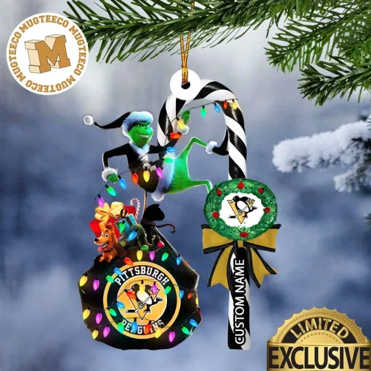 Discover Personalized Pittsburgh Team Penguins Candy Cane Christmas Ornament